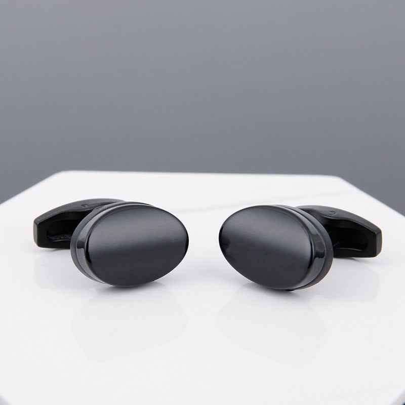 Mens Black Cufflinks - Elegant Accessories with Grey Copper Sleeve Studs for Men